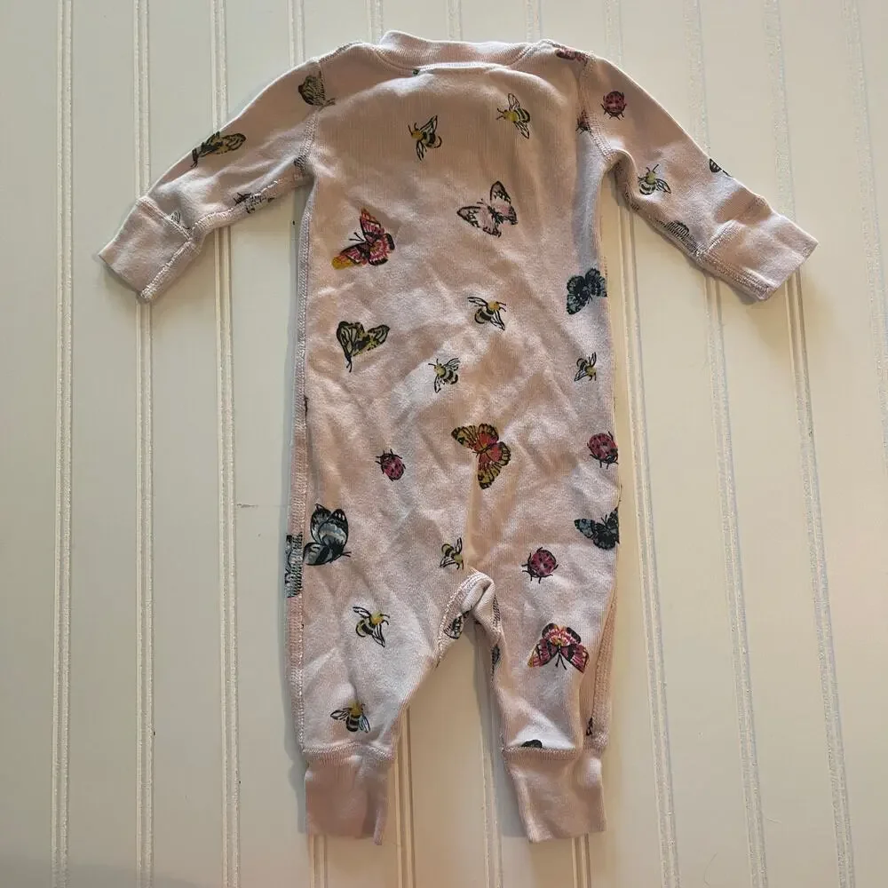 Hanna Andersson Butterfly Sleeper Pajamas‎ Size Baby Girls 0/3 Months
